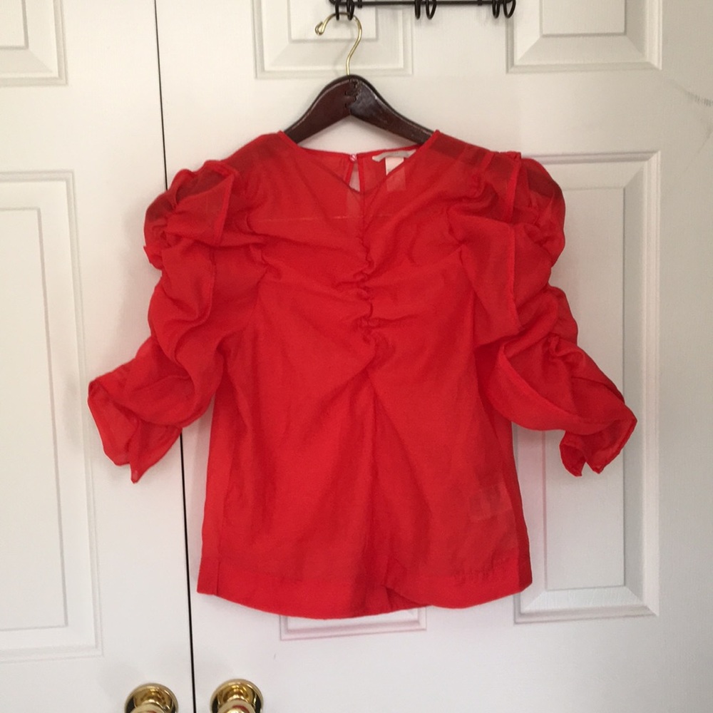 Sheer red blouse